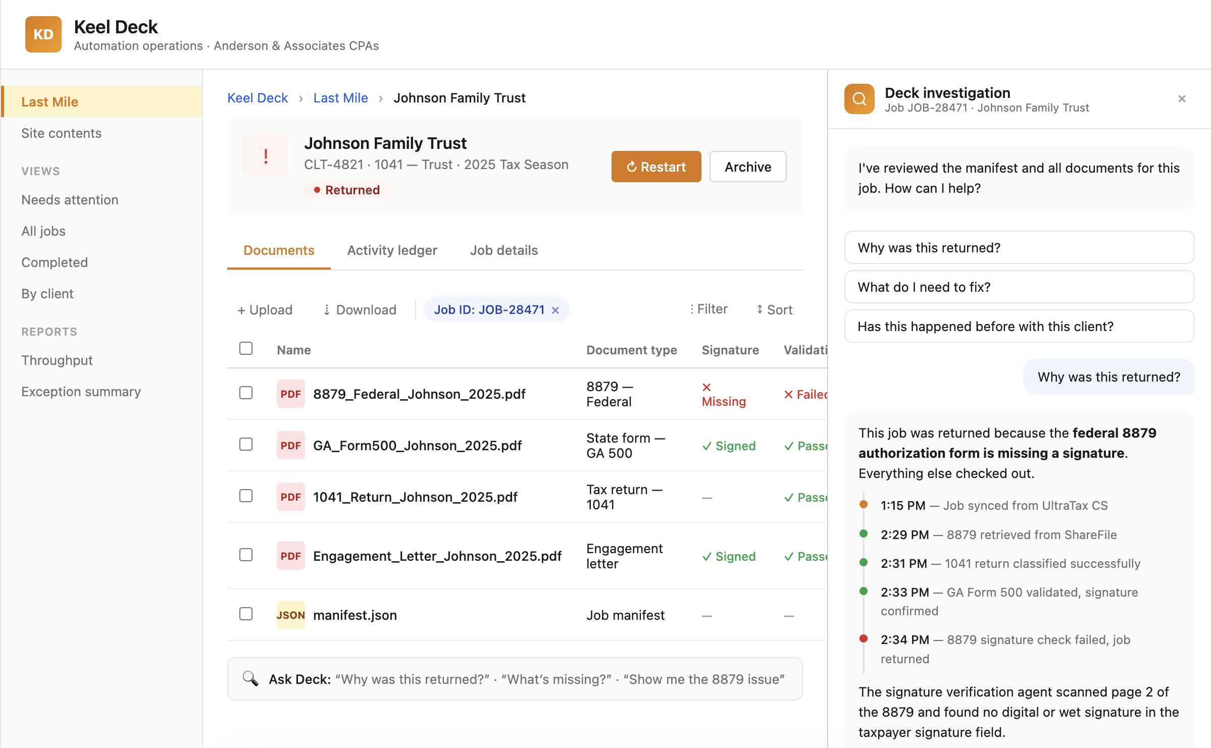 Deck orchestration view in a Microsoft environment