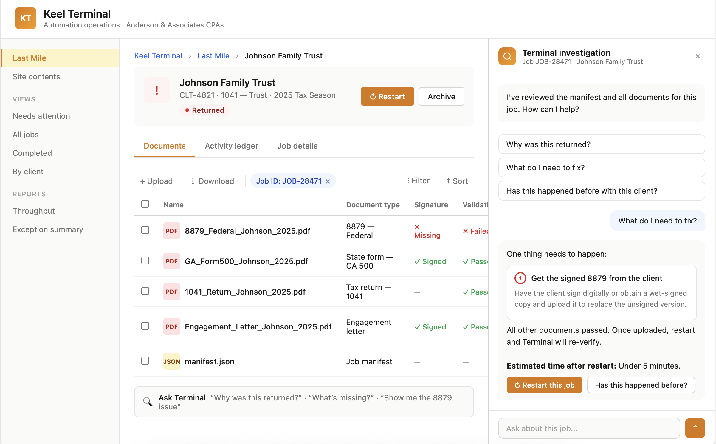 Terminal orchestration view in a Microsoft environment